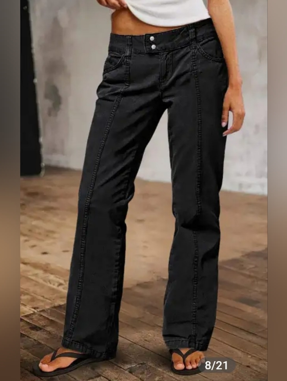 Flamingals Mid Rise Straight Leg Pants NWT Black Women's Small